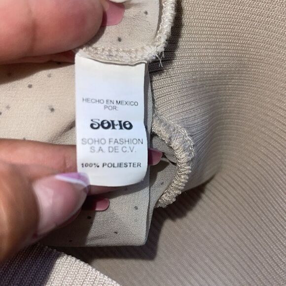 SOHO TOP Double Split Sleeves Polka Dot Blouse High Neck open back - Picture 6 of 6